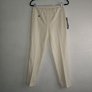 NWT Slim Sation By MULTIPLES Off White Ankle Pants Sz 6 Flexible Tummy Control